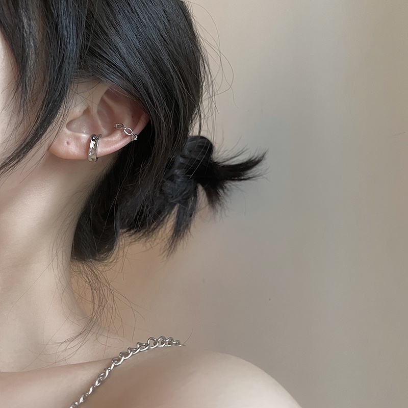 3pcs / Set Anting Klip Tanpa Tindik Warna Silver Untuk Wanita
