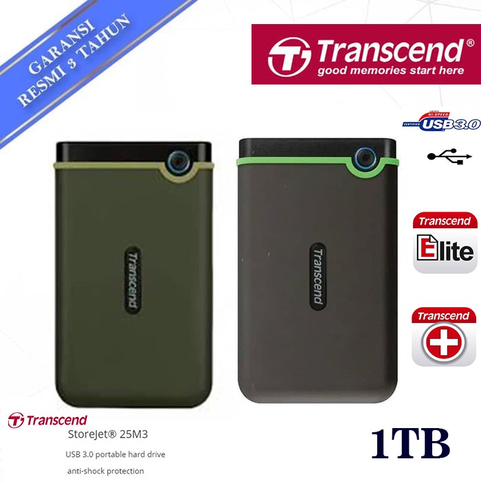 Transcend StoreJet 25M3 1TB - HD Hardisk Eksternal External Antishock 2.5&quot;