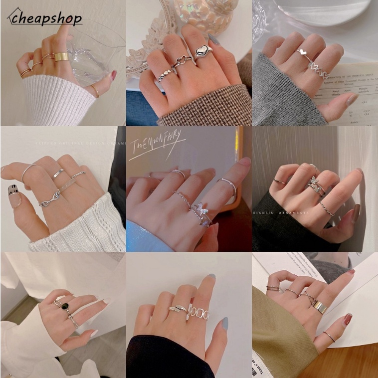 IFYOU 3pcs / Set Cincin Wanita Warna Emas / Silver Gaya Korea Untuk Hadiah