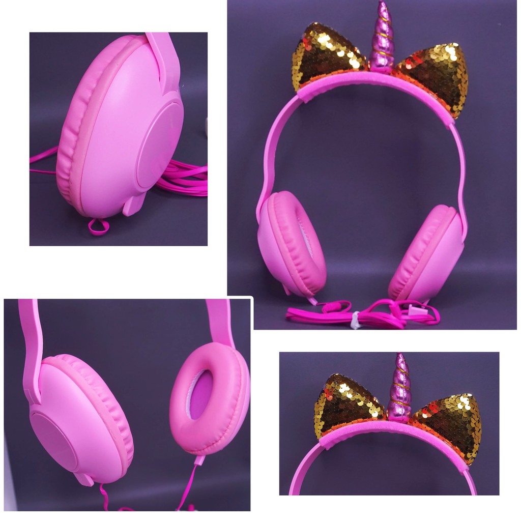 MallCasing - Headset Murah / Earphone Bando / Handsfree / Headphone Mic Sequin Plush Unicorn High Quality Busa - HF 201