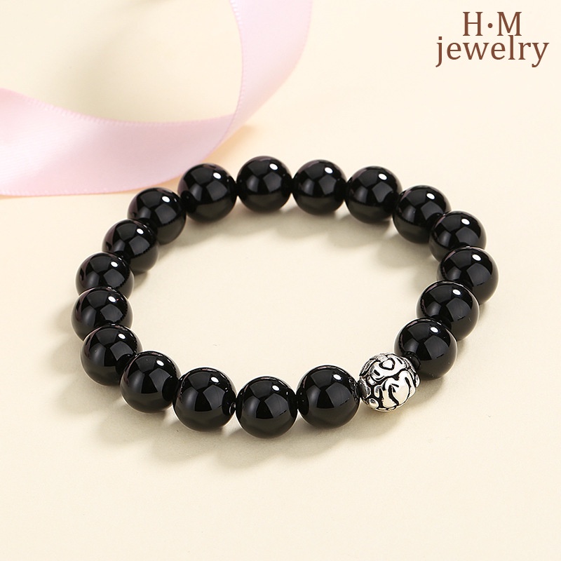 Gelang Obsidian Warna Hitam Dan Emas Untuk Wanita