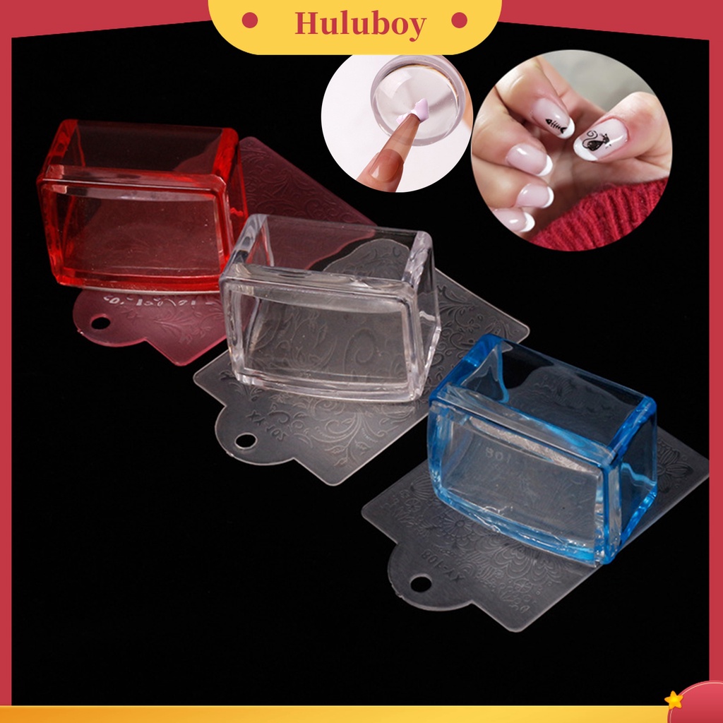 Huluboy Huluboy♡ Stempel Kuku Bentuk Persegi Bahan Silikon Transparan Untuk Manicure Wanita