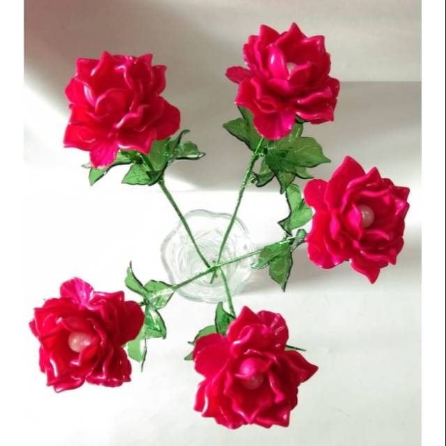 Bunga Akrilik bunga Mawar Tumpuk Besar Mote Melamin