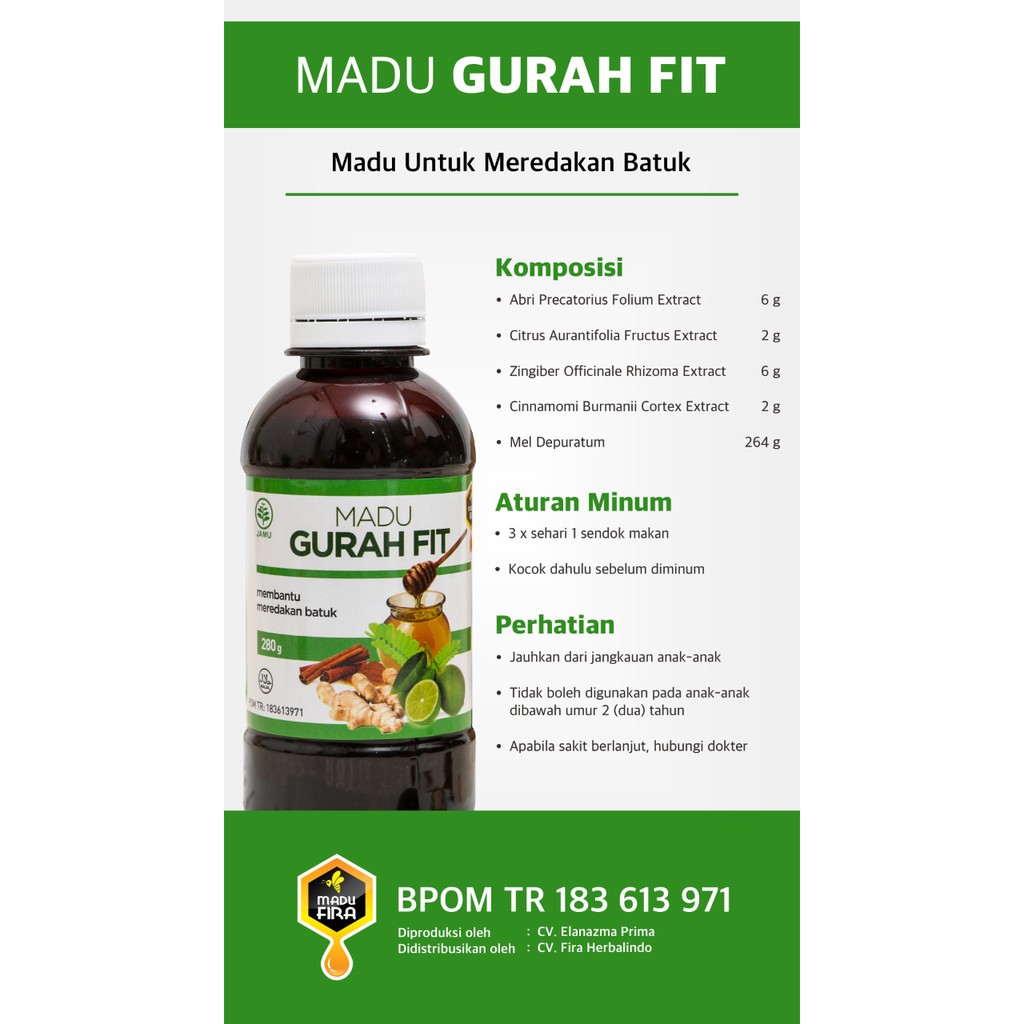 Jual Madu Gurah Fitherbal Alami Gurahfit Mengatasitasi Gangguan Pernafasan Indonesiashopee 8204