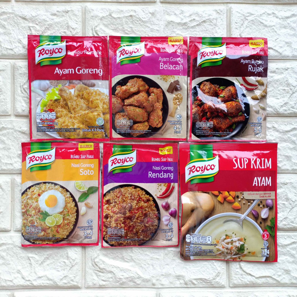 Royco Bumbu Komplit Nasi Goreng Rendang Cabe Hijau Ayam Belacan Telur Asin Sup Krim Jagung Kepiting