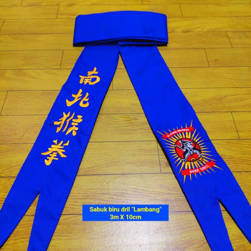 SABUK BIRU DRIL LMBNG 3 METER/4m. Sabuk pencak silat, iks.pi kera sakti.