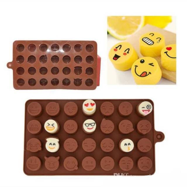 Istana Baking Cetakan Coklat Es Batu Puding Jelly Emoji 28 cav