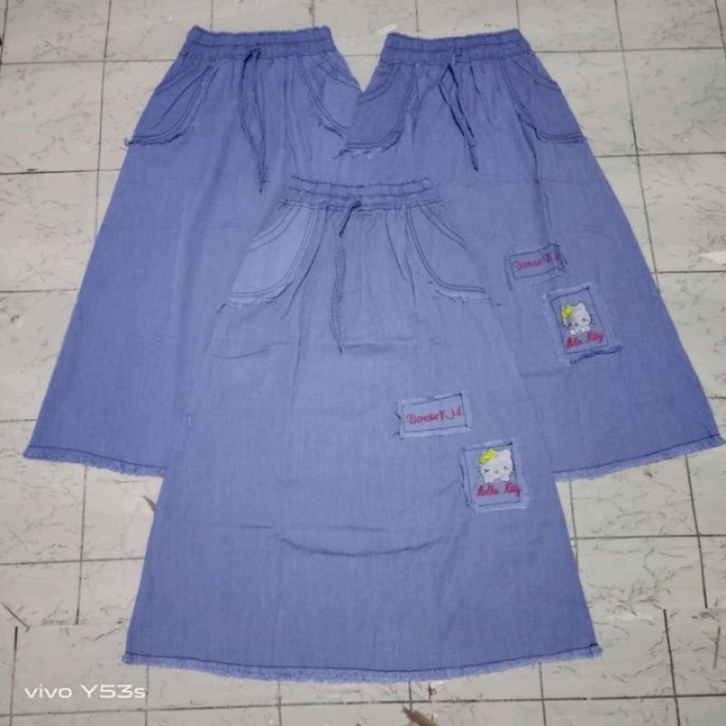 ROK PANJANG JINS ANAK PERMPUAN 6-8 TAHUN / ROK ANAK MURAH /  ROK PAJANG ANAK/ ROK JEANS/ROK JEANS MU