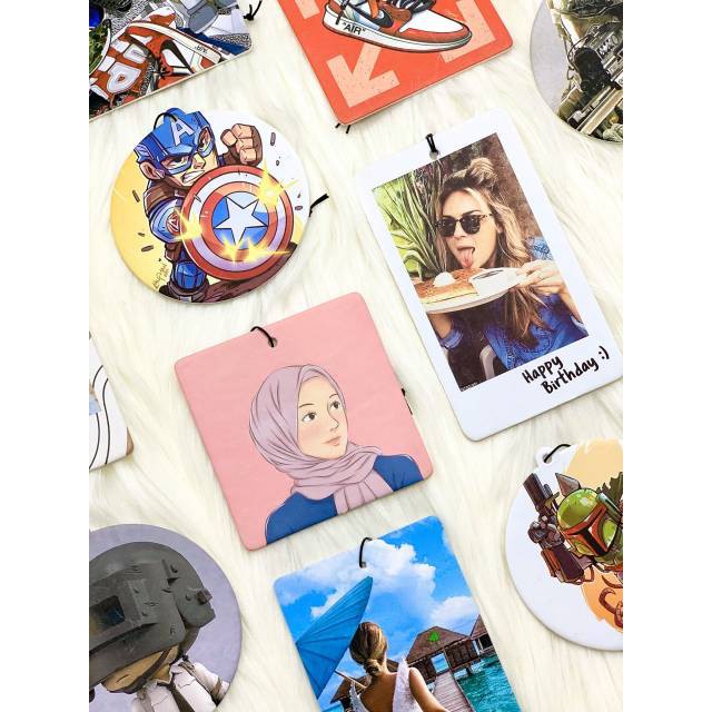 Parfum Gantung Wangi Lucu & Unik Bebas Pilih Gambar - Parfum Mobil Foto Custom - Air Freshener