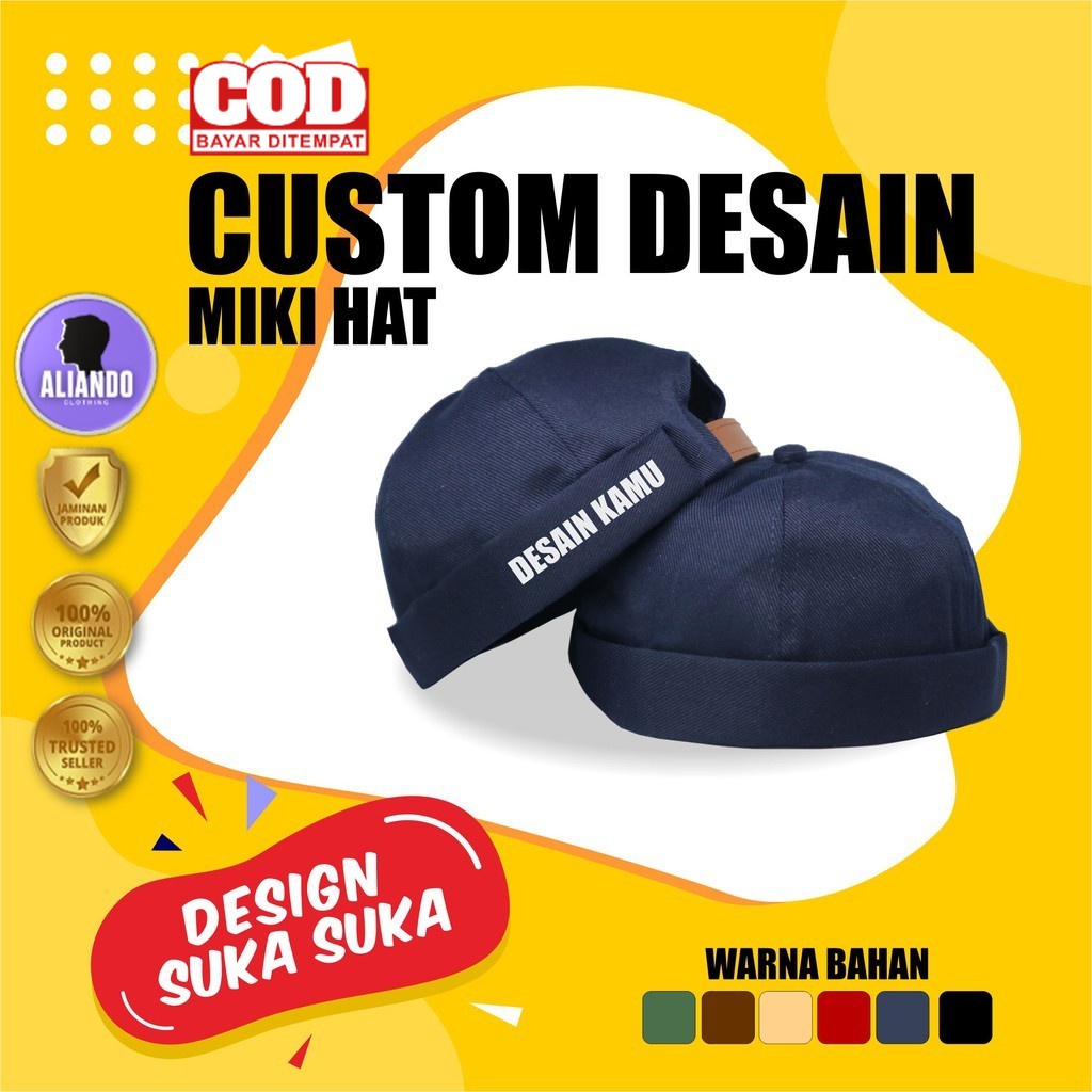 Topi Peci Kopiah Polos Pria Dewasa Miki Hat Desain Suka-Suka Peci Mikihat Custom Design Nama Gambar 