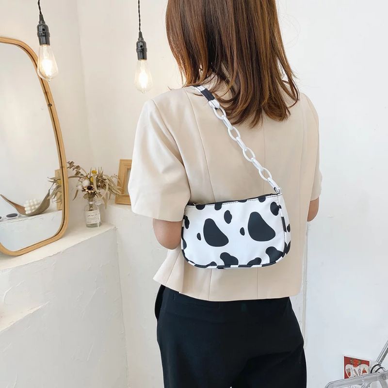 HDS_BAG / PATTERN COW SHOULDER BAG WANITA TAS SELEMPANG WANITA MOTIF SAPI TAS BAHU MOTIF KULIT SAPI RANTAI