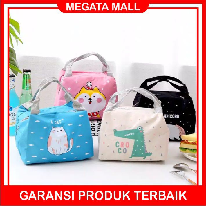 ♫ Megata ♫ A061 Tas Bekal Karakter Lunch Cooler Bag Salur Makanan Aluminium Kotak Makan Import