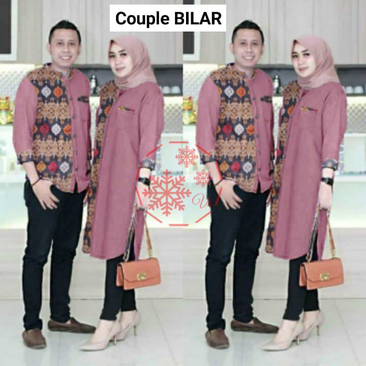 COUPLE BILLAR / CP TUNIK KOMBINASI BATIK / PAKAIAN PRIA WANITA SEPASANG / PESTA