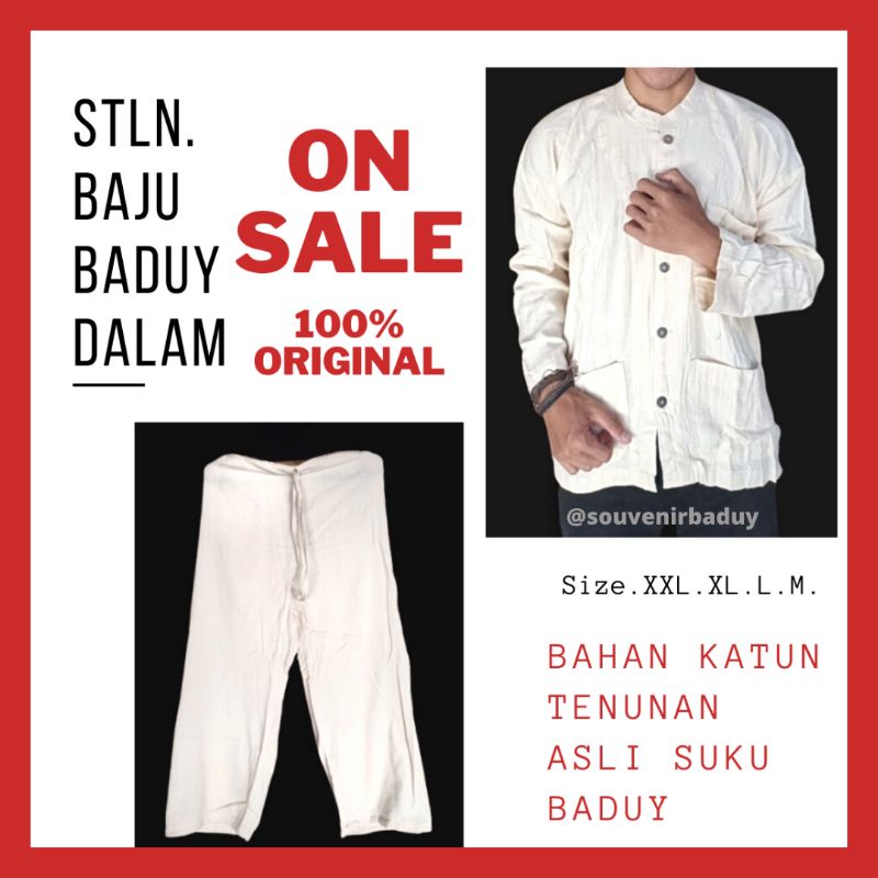 Stelan Baju Kampret Tenun Putih/Cream