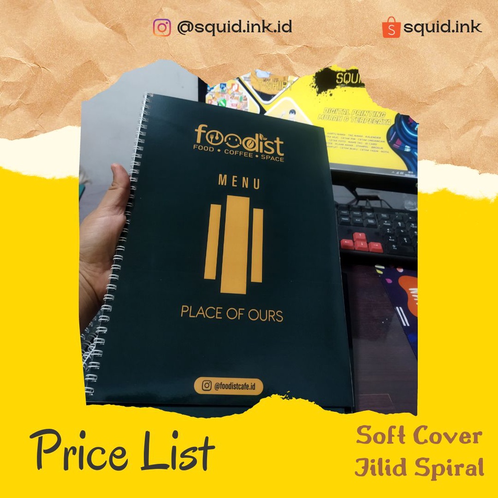 

[SQUID.INK] Pricelist / menu / daftar harga cafe restoran klinik soft cover jilid spiral A4 & A5