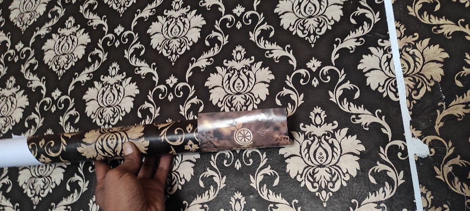 (bayar Di Tempat) Wallpaper Dinding Motif Batik Hitam Coklat