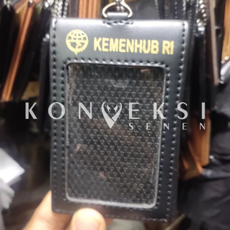 

gantungan kulit id card kemenhub ri hitam