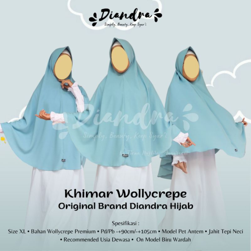 Khimar Syar'i Wollycrep Pet XL Diandra Hijab