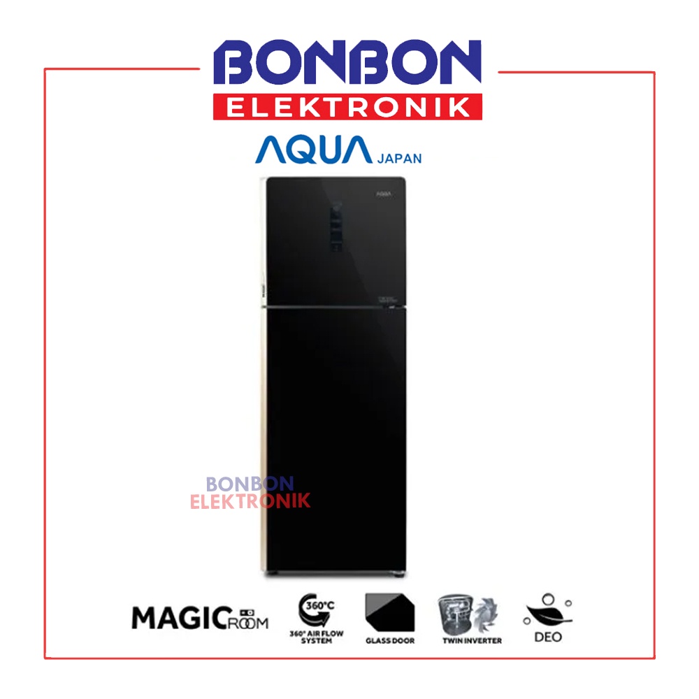 AQUA Kulkas 2 Pintu AQR 385IG(BK) / 385 IG BK / AQR385IGBK Inverter