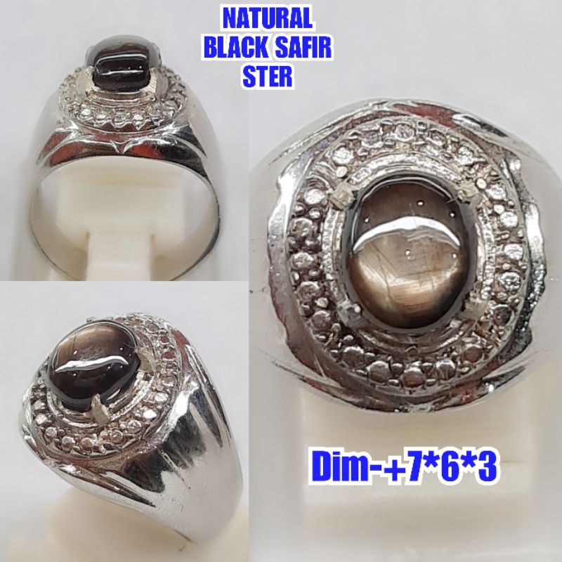 NATURAL BATU PERMATA BLACK SAFIR STER A21