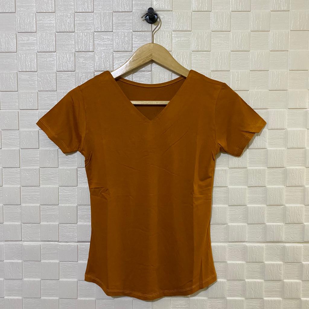 atasan polos vneck lengan pendek wanita/kaos vneck/atasan vneck/pakaian wanita/kaos polos/syafiqa-8