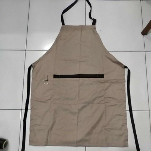 Apron Full 3saku Warna Mocca Bahan Tebal American Drill Yg Bagusnya Bukan Water Proof Non Plastik