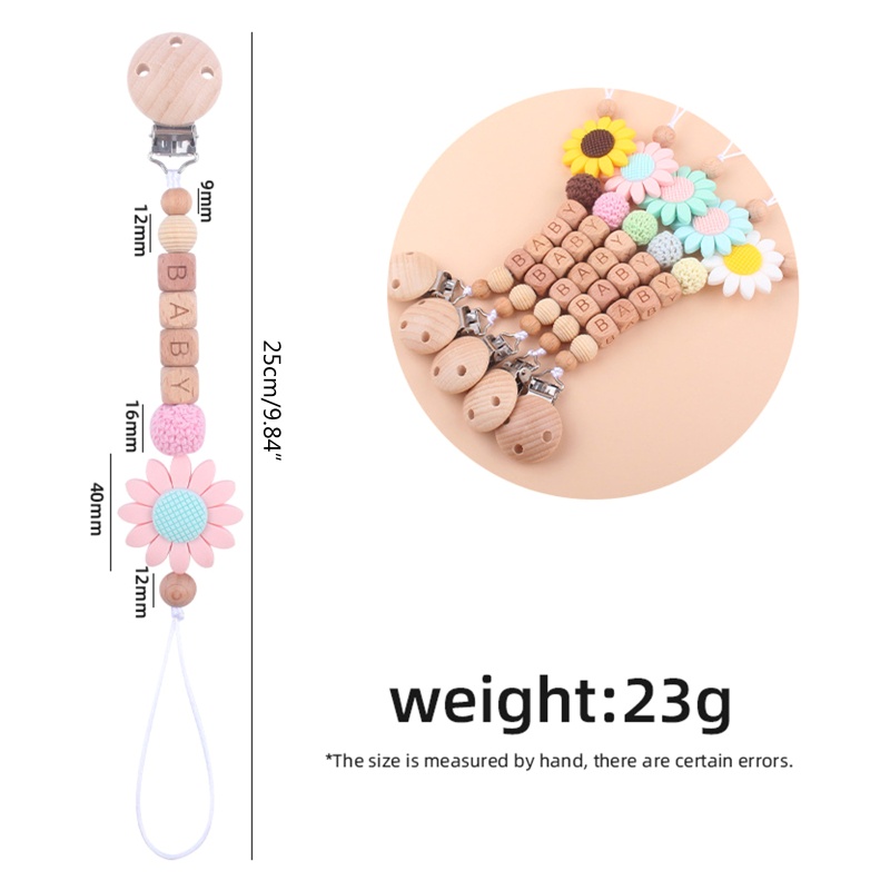 Mary Klip Tali Empeng / Dot Motif Bunga Matahari Bahan Silikon Untuk Bayi Laki-Laki / Perempuan