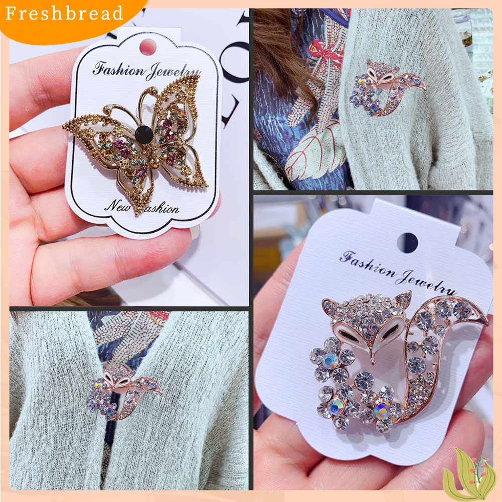 [ TERLARIS]Women Rhinestone Inlaid Fox Butterfly Rabbit Animal Brooch Pin Corsage Jewelry