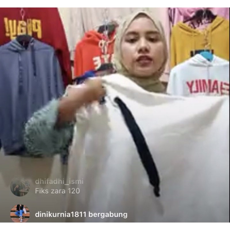 HOODIE ZARA DAN PUTIH SABLON