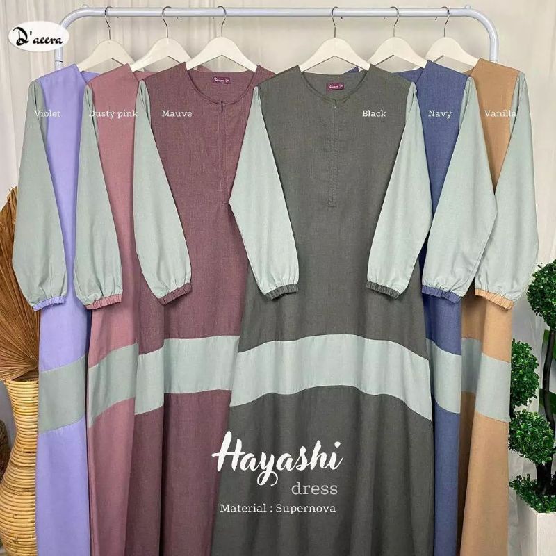 Terbaru Hayashi dress | by D’Zeera ORI | Gamis katun murah kombinasi busui friendly