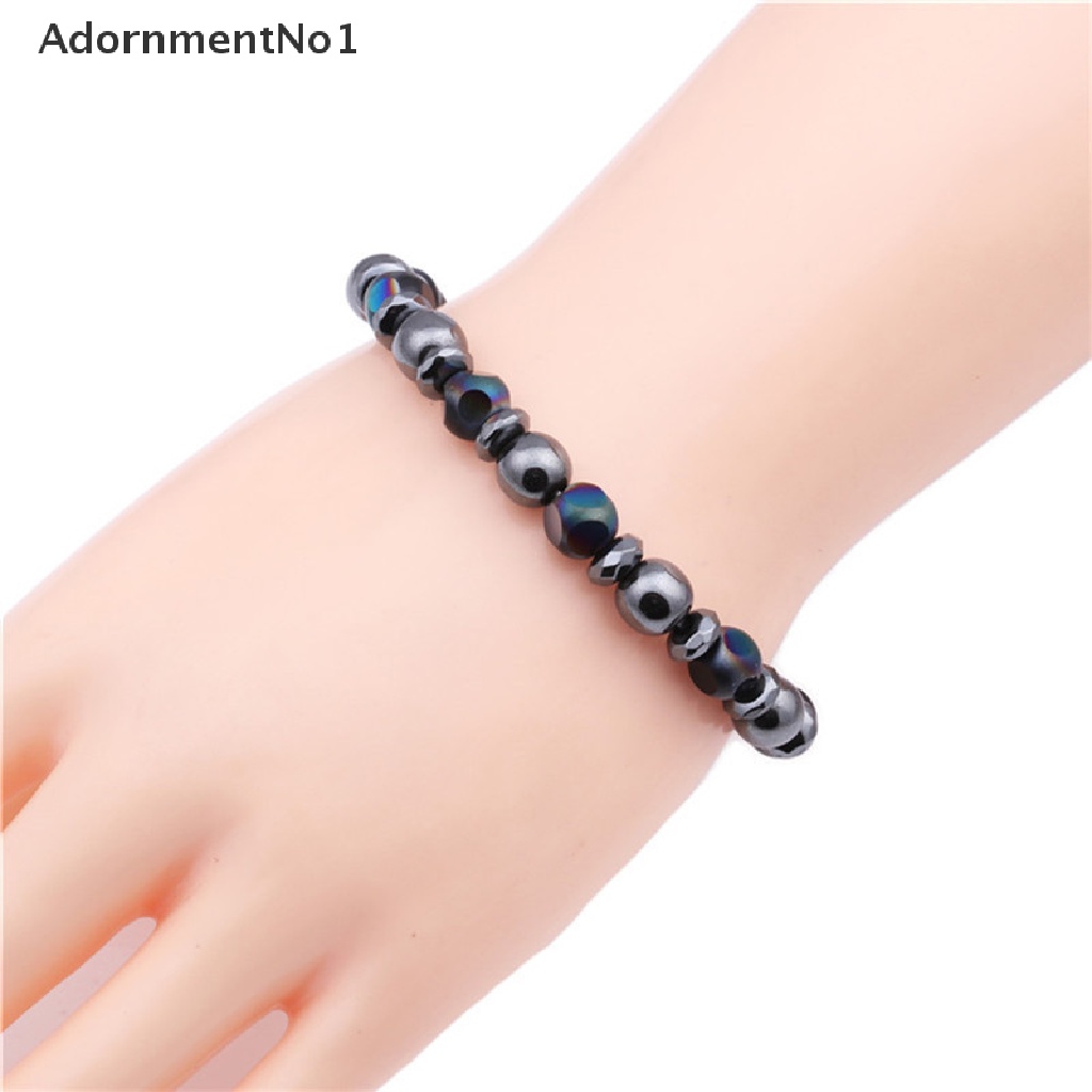 (AdornmentNo1) Gelang Tangan Batu Hematite Chakra Magnetik Stretch Untuk Terapi / Penyembuhan / Penurunan Berat Badan