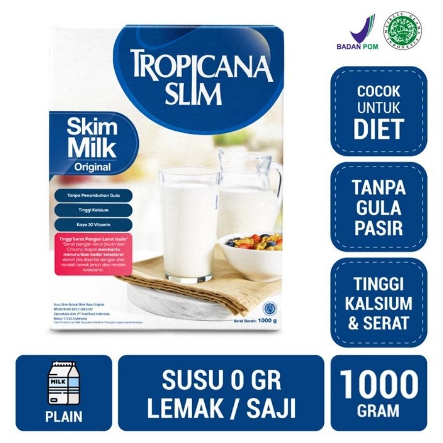 

Tropicana Slim Susu Skim Plain 1000gr - Bantu Turunkan Kolesterol