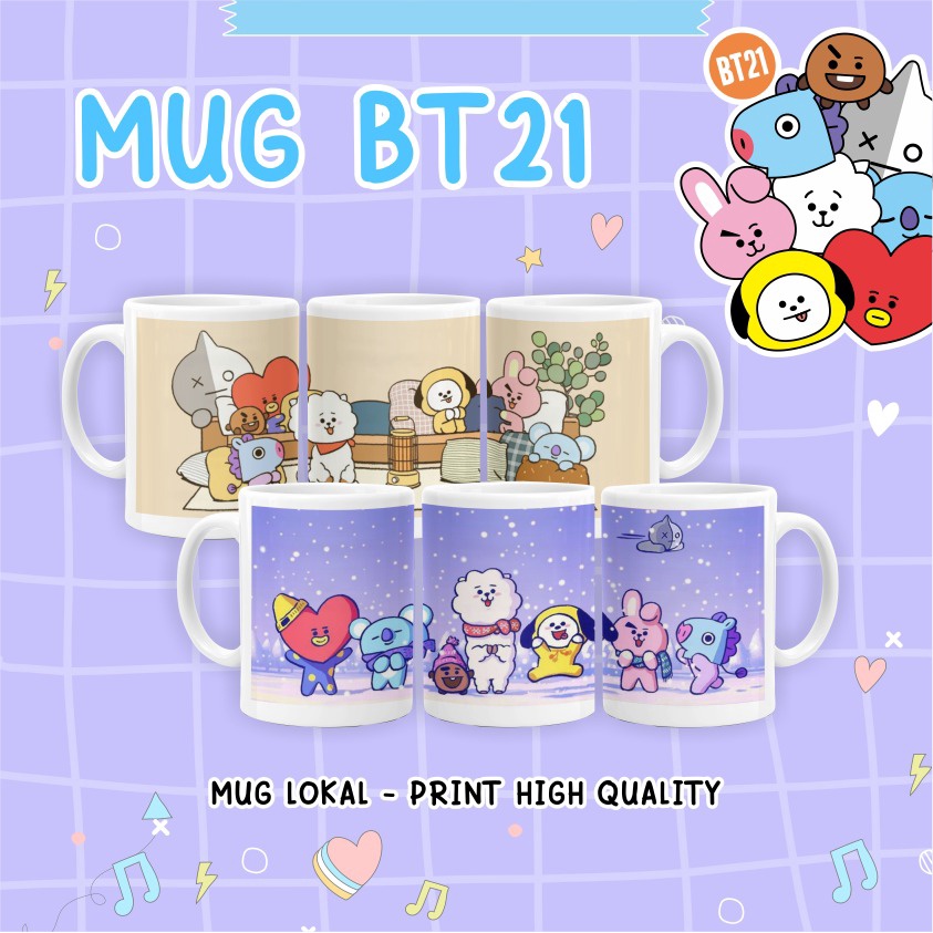 [ BT21 ] GELAS BTS BT21 / MUG DIGITAL PRINTING BTS BT21 - MERCHANDISE BTS - MERCHANDISE KPOP / Souve