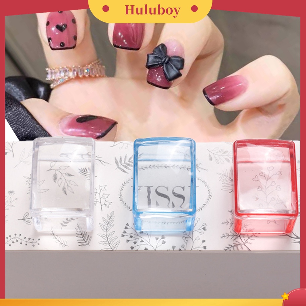 Huluboy Huluboy♡ Stempel Kuku Bentuk Persegi Bahan Silikon Transparan Untuk Manicure Wanita