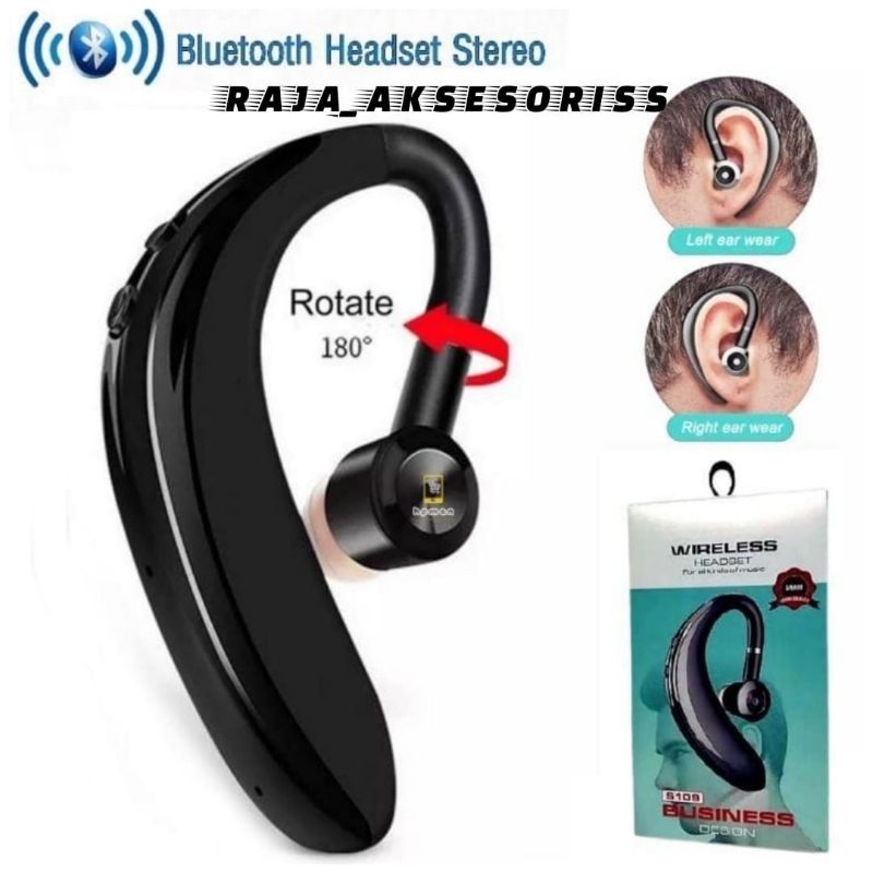 (RA) HF HEADSET S109 BLUETOOTH / WIRELESS SINGEL KUALITAS BAGUS