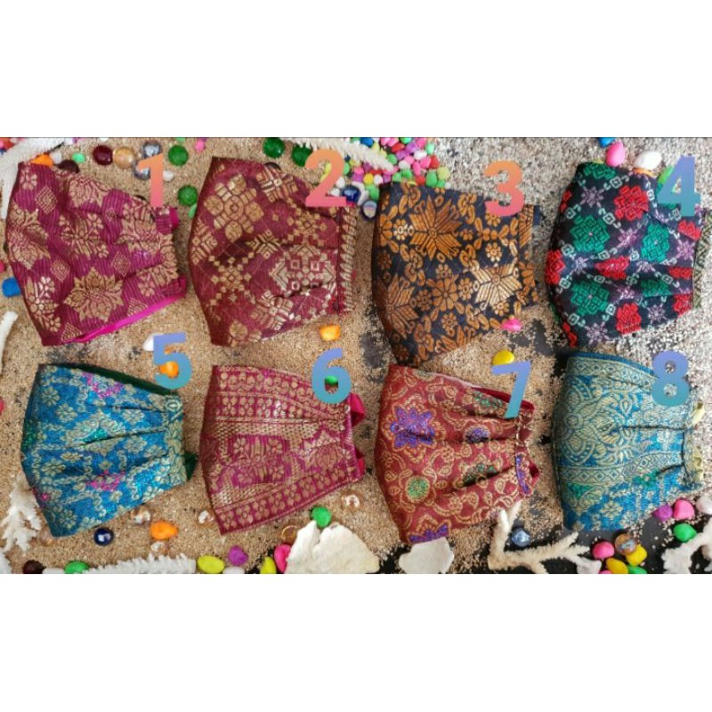 READY Masker Songket 3 Ply Kain Songket Batik Masker Fashion