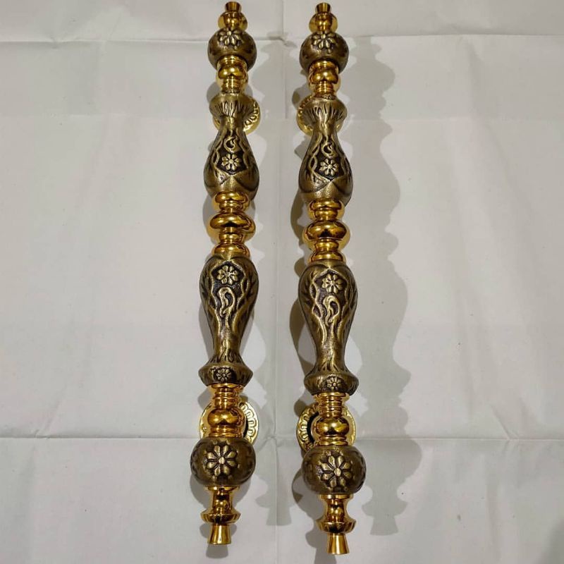 Handle pintu kuningan antik motif manggis kuning antik