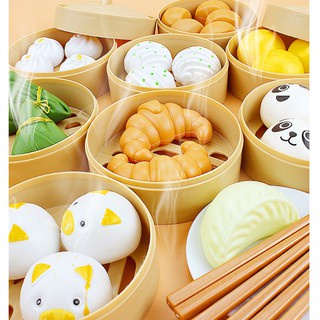 Mainan dimsum anak Pretend play mainan makanan BBQ Grill anak dim sum set