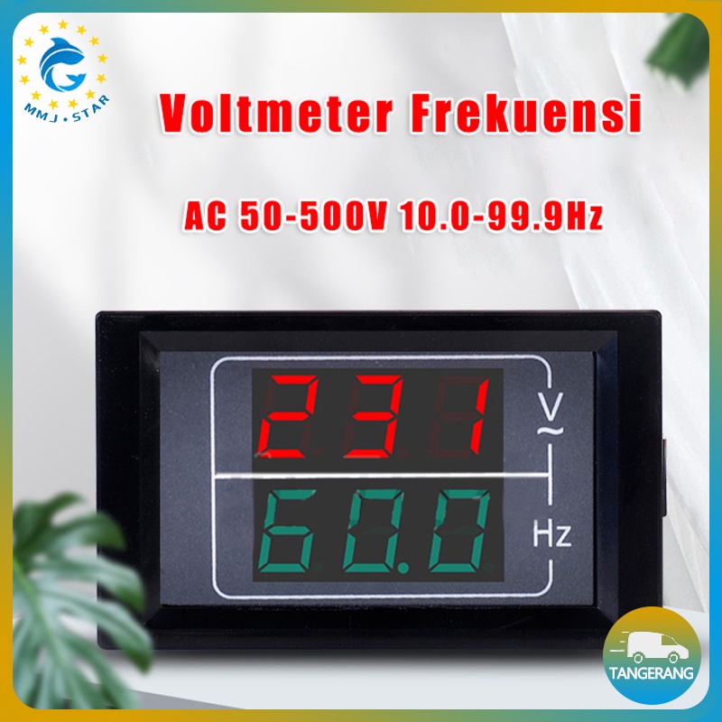 【AC 50-500V 10.0-99.9Hz】Voltmeter Frekuensi/AC Dual Display Voltmeter/Tegangan Current Meter Detector/Hertz Frekuensi Meter/Alat Pengukur Tegangan Frekuensi