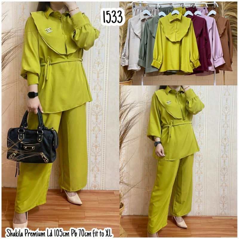 C-Setelan Shakila, setelan dress, one set atasan dan celana, setelan wanita, setcel sakila, set feli