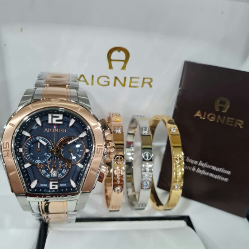 JAM TANGAN PRIA AIGNER PALERMO BATRE FREE GELANG INCL BOX ORIGINAL