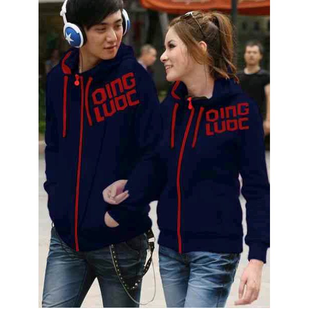 Couple Jaket Hoodie Qing Love Navy