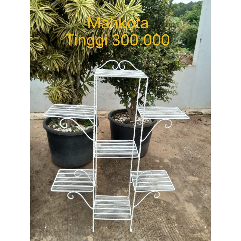 pot Rak Besi Ulir Mahkota Tinggi 7 dudukan Pot