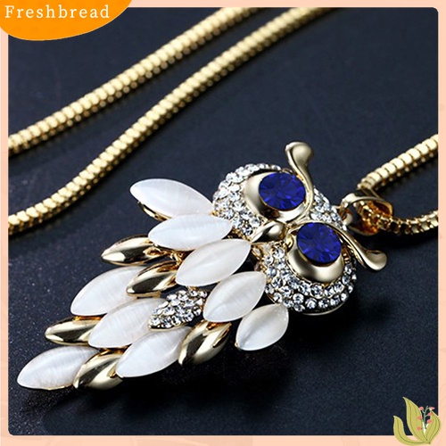 [TERLARIS]Women's Lovely Owl Pendant Rhinestone Long Sweater Box Chain Necklace Jewelry