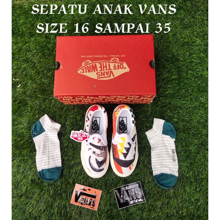 SEPATU ANAK VANSS SLIP-ON MOMA PUTIH OG MADE IN VIETNAM SEPATU ANAK LAKI-LAKI SEPATU ANAK PEREMPUAN