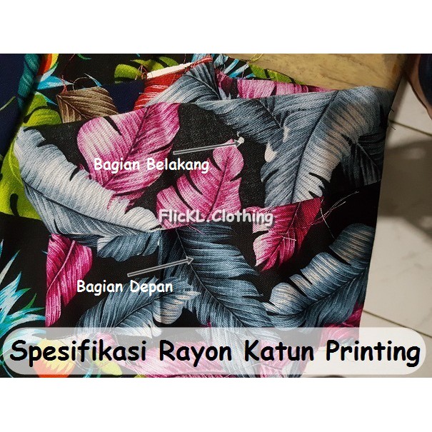 Bahan Kain Rayon Katun Printing Motif Corak Kemeja Pantai Rollan