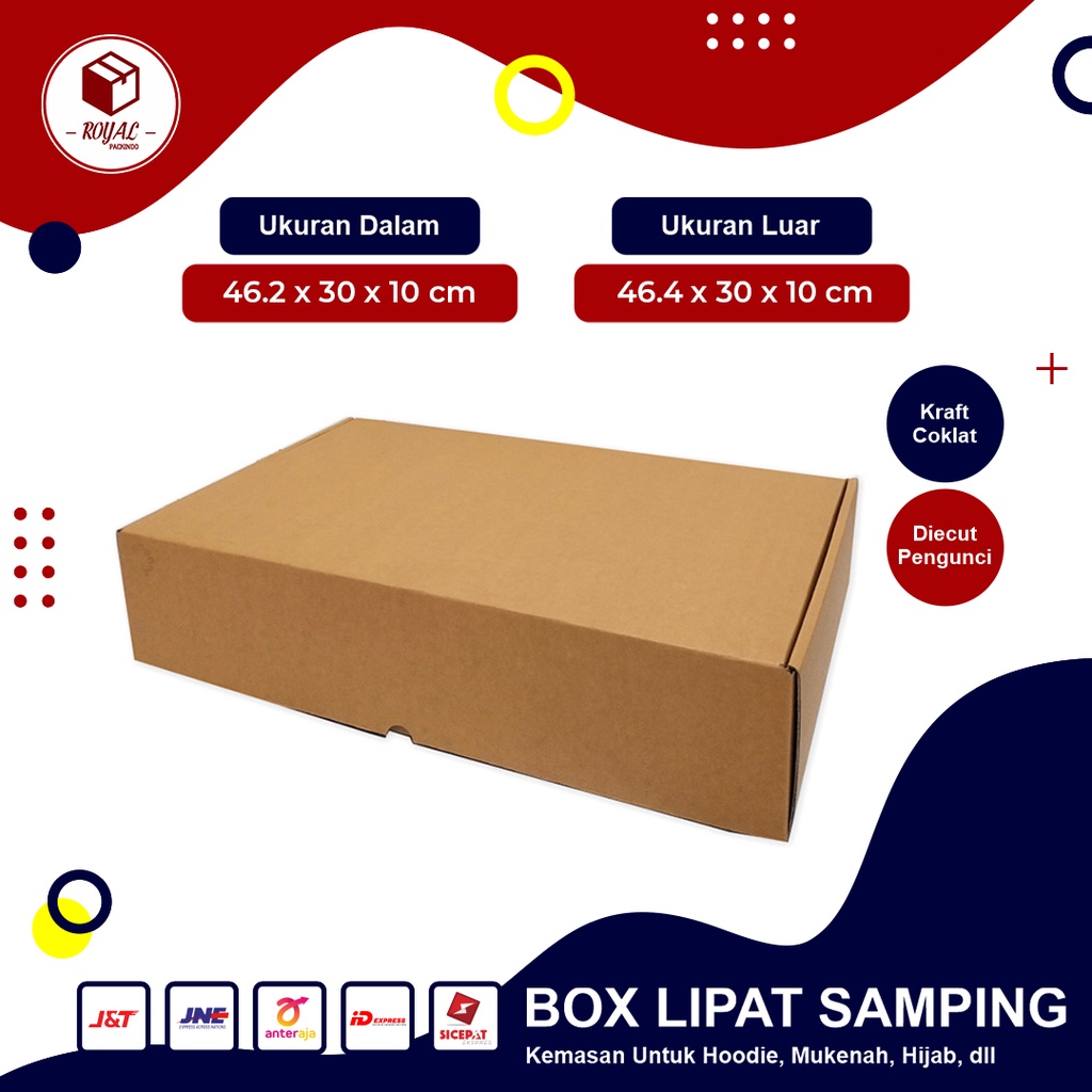 Box ( 45 x 30 x 10 cm ) Packing/Polos/Kardus/Box Baju/ Box Hoodie - Bisa Custom Sablon Printing