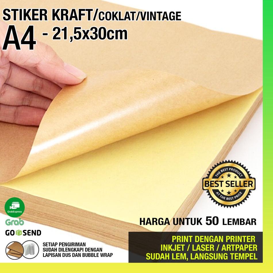 

Update A4 - 21,5x30cm - PAKET 50 LEMBAR ISI 50 lbr STIKER / STICKER KRAFT / COKLAT VINTAGE .,