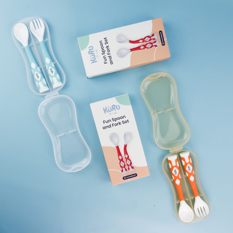 KURU Baby Flexi Fun Spoon and Fork Set - Sendok Garpu Makan Bayi ( SF1 )