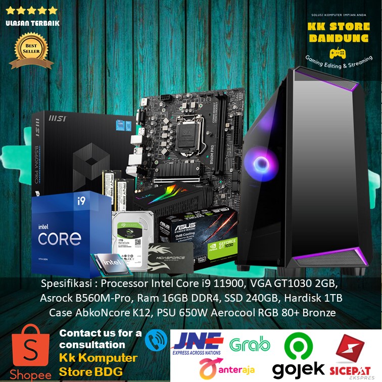 PC GAMING INTEL CORE I9 11900 GEN11|16GB RAM|GT1030 PC RAKITAN EDITING